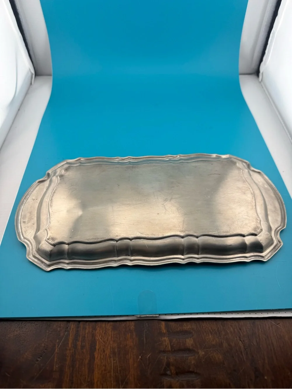 Vintage Silverplate Scalloped Serving Vanity Tray 9.5”